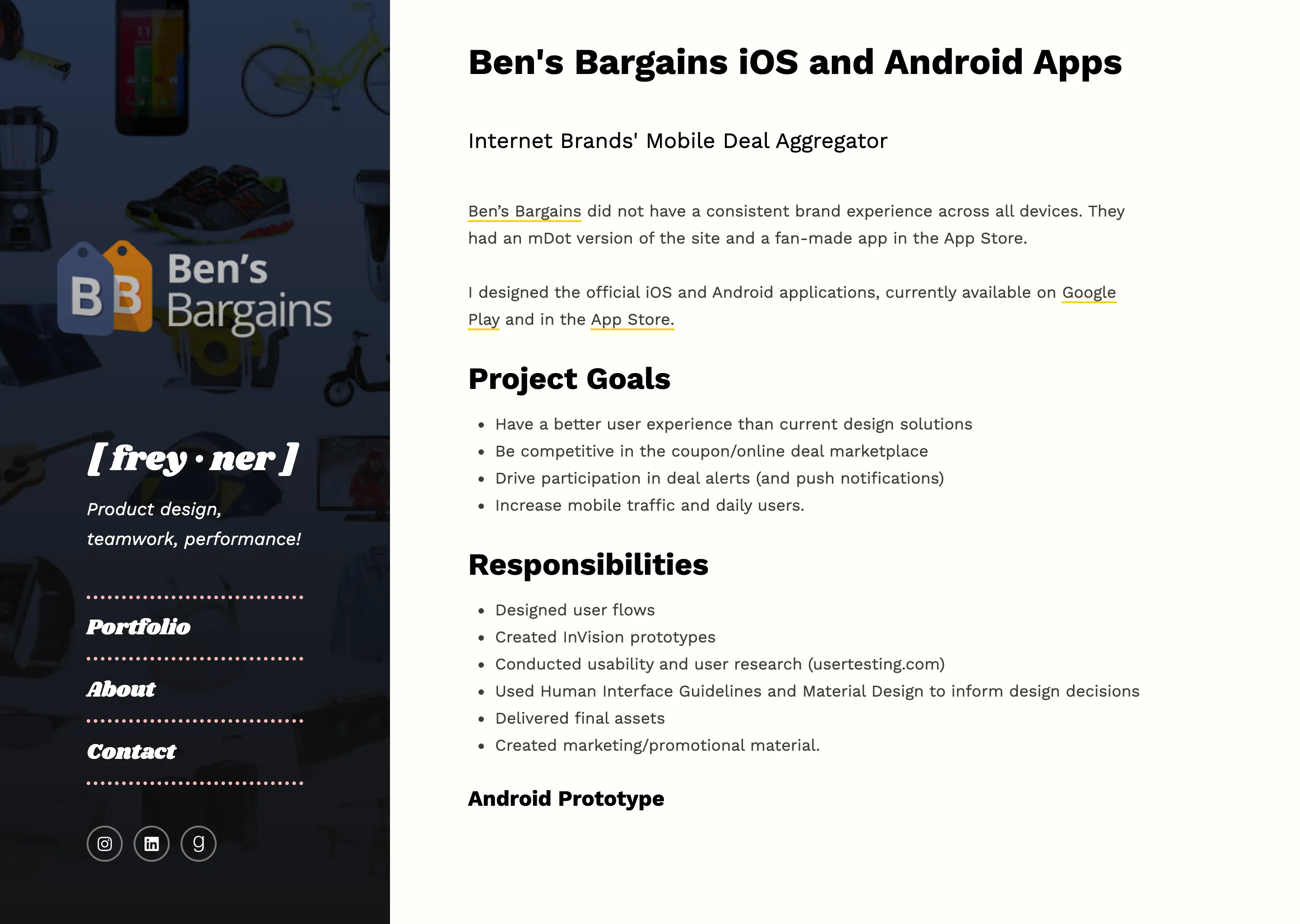 Screenshot of a case study