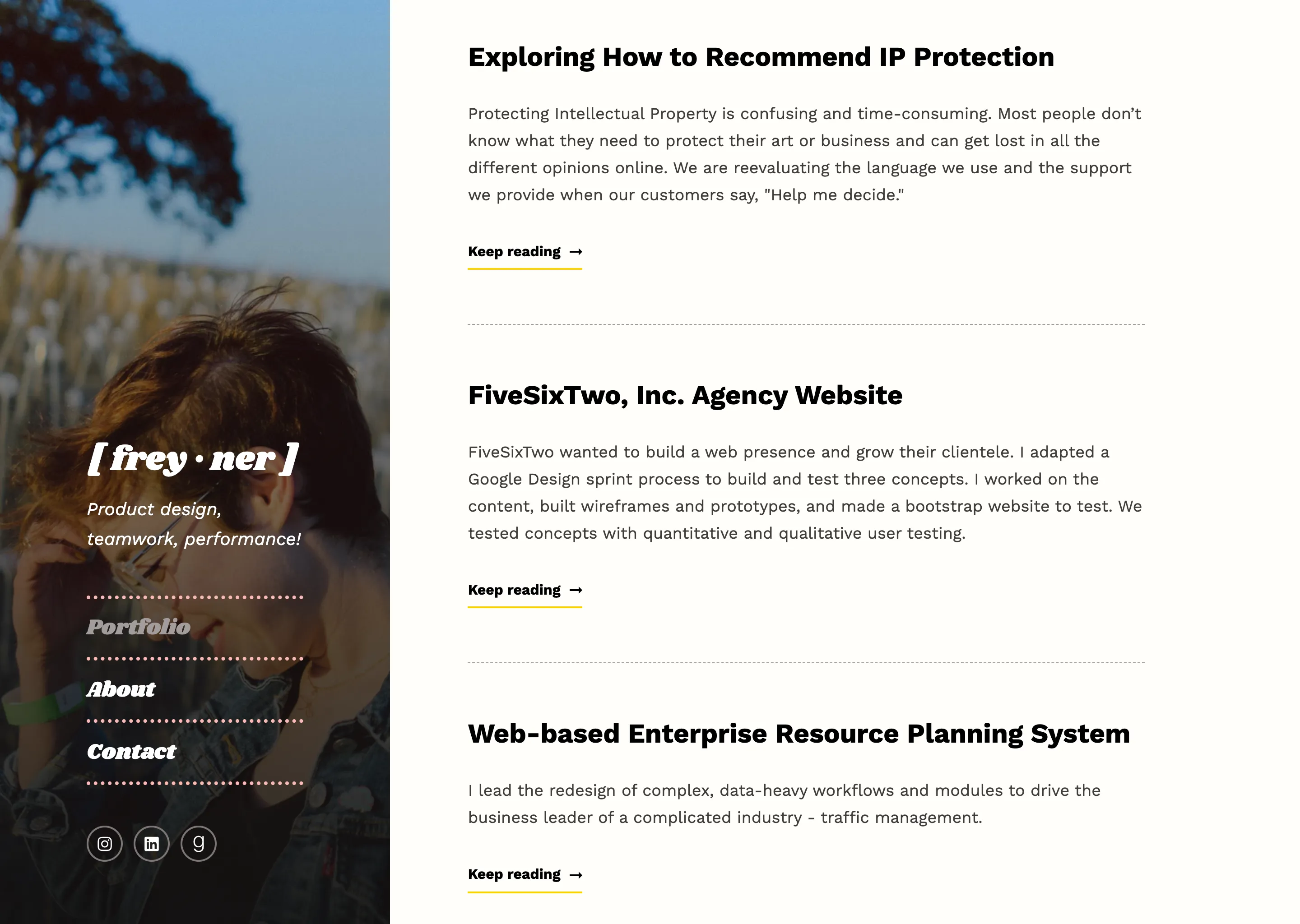 Screenshot of the original homepage