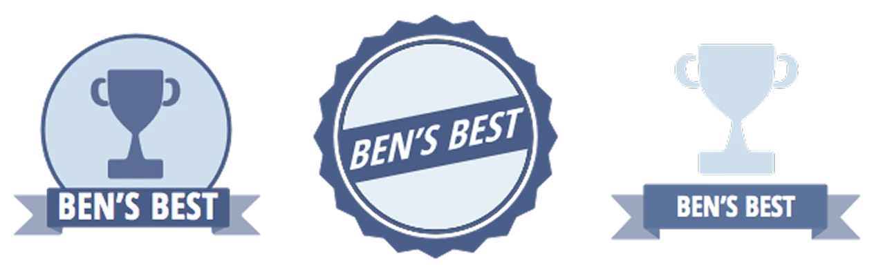 trophy and badge with ribbons