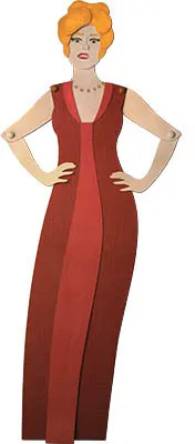 Full body illustration of Caroline with her hands on her hips