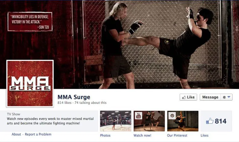 Screenshot of the MMA Surge Facebook header