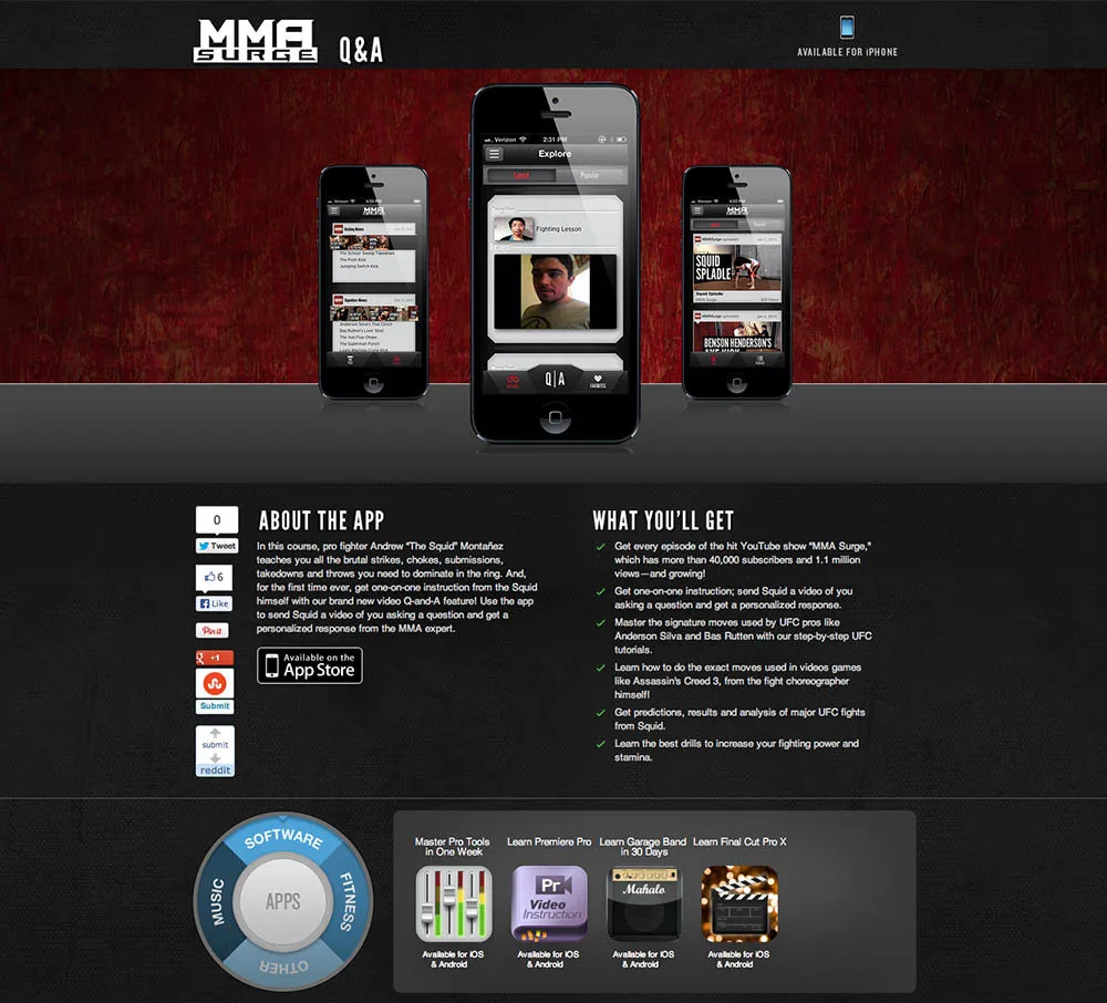 Landing page design for the Q&A App